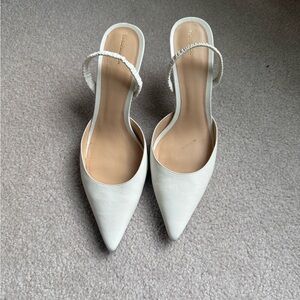Reformation White Pointed-Toe Mules